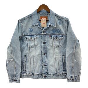 Levi's Peace Sun Design Trucker Denim Jacket Men's Large Blue American Preppy